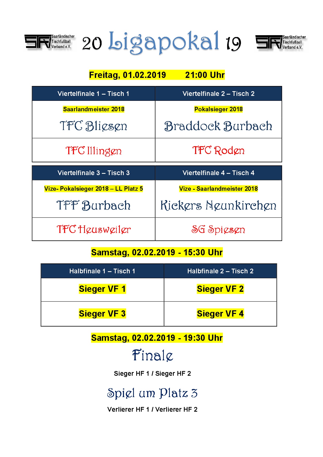 181220 Spielplan Ligapokal 2019