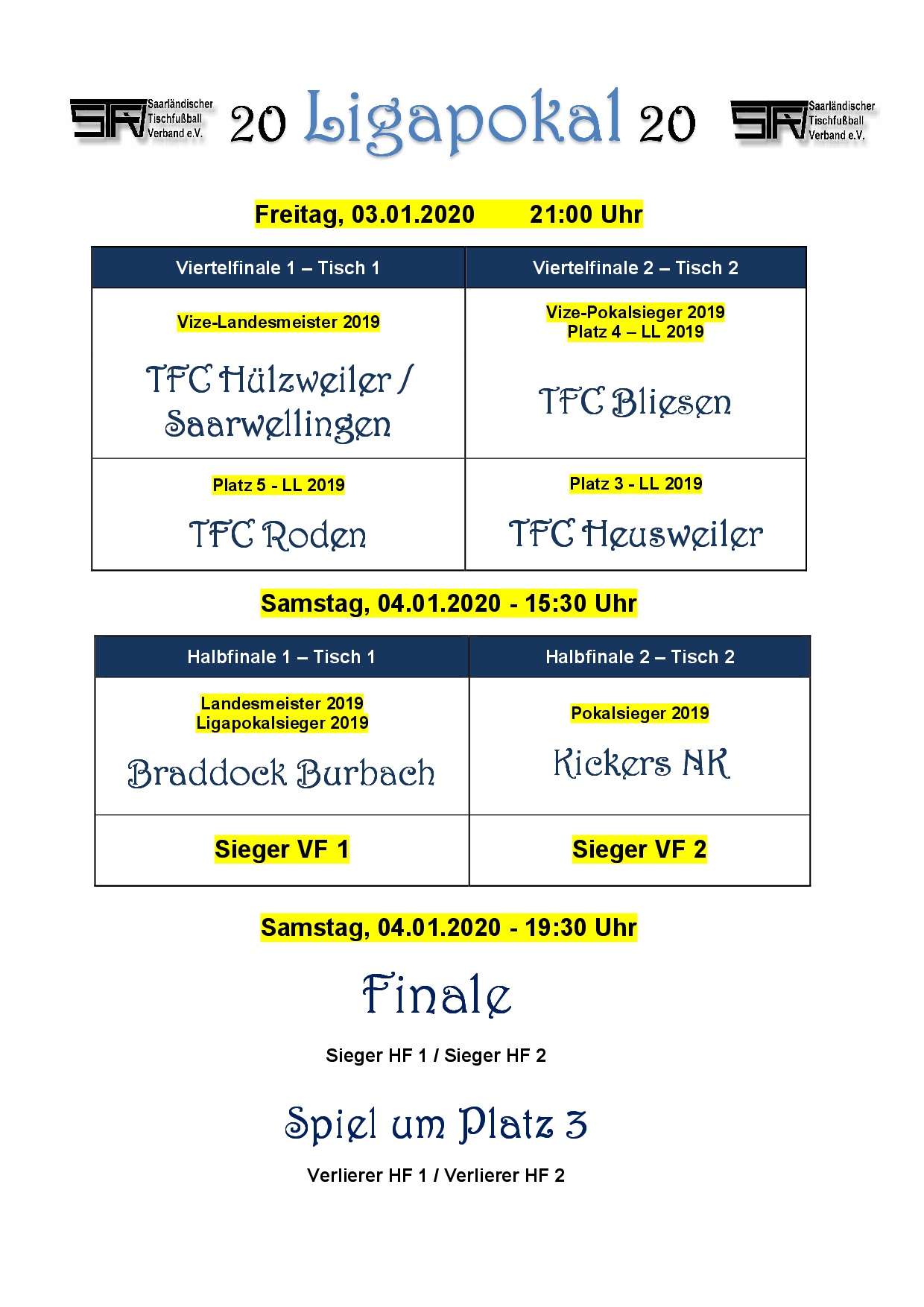 Ligapokal 2020 Spielplan 1