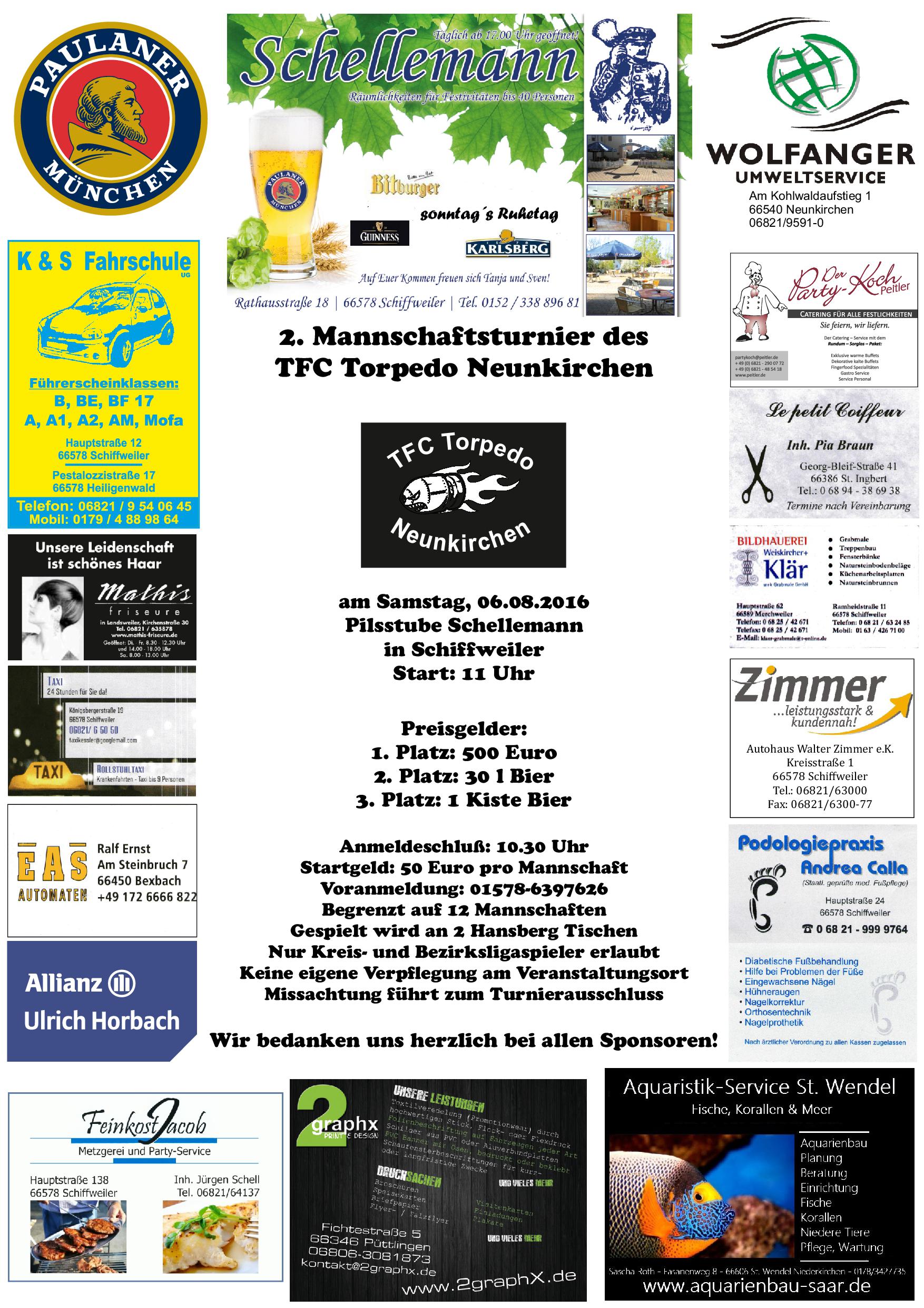 Mannschaftsturnier TFCT NK 06.08.2016